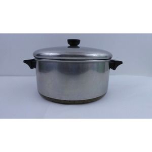 Vintage Revere Ware 1801 Copper Bottom Stock Pot 6 QT W/ Lid Clinton, IL USA